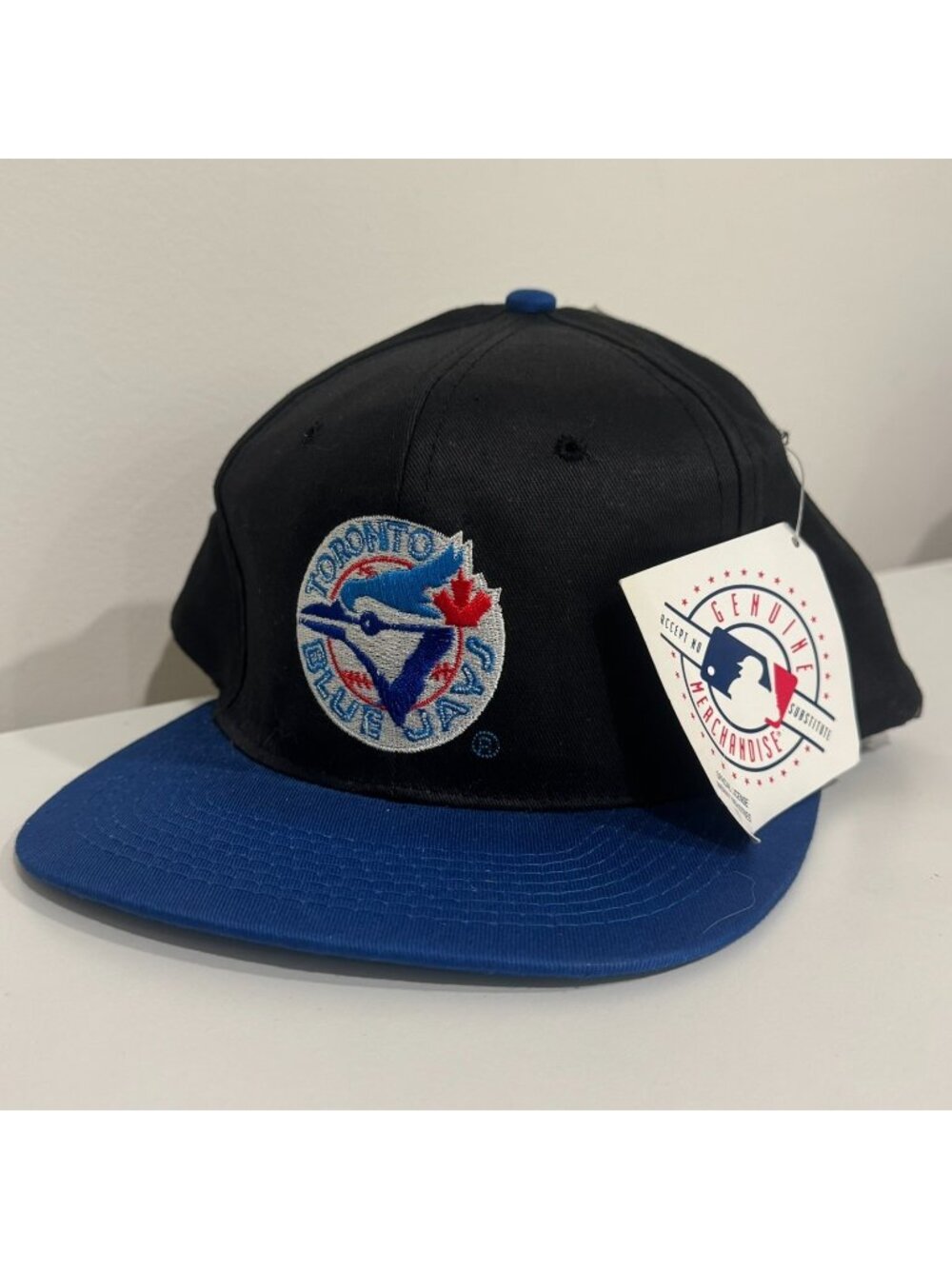 Vintage 1990s Toronto Blue Jays Snapback Hat Cotton MLB Baseball Black Deadstock